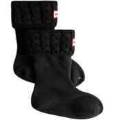 Wholesale - MED. KIDS BLACK CABLE BOOT SOCKS - ACRYLIC SOLID C/P 24, UPC: 5054916990899